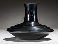 Blackware Pottery Vase, with Bear Paw Impression