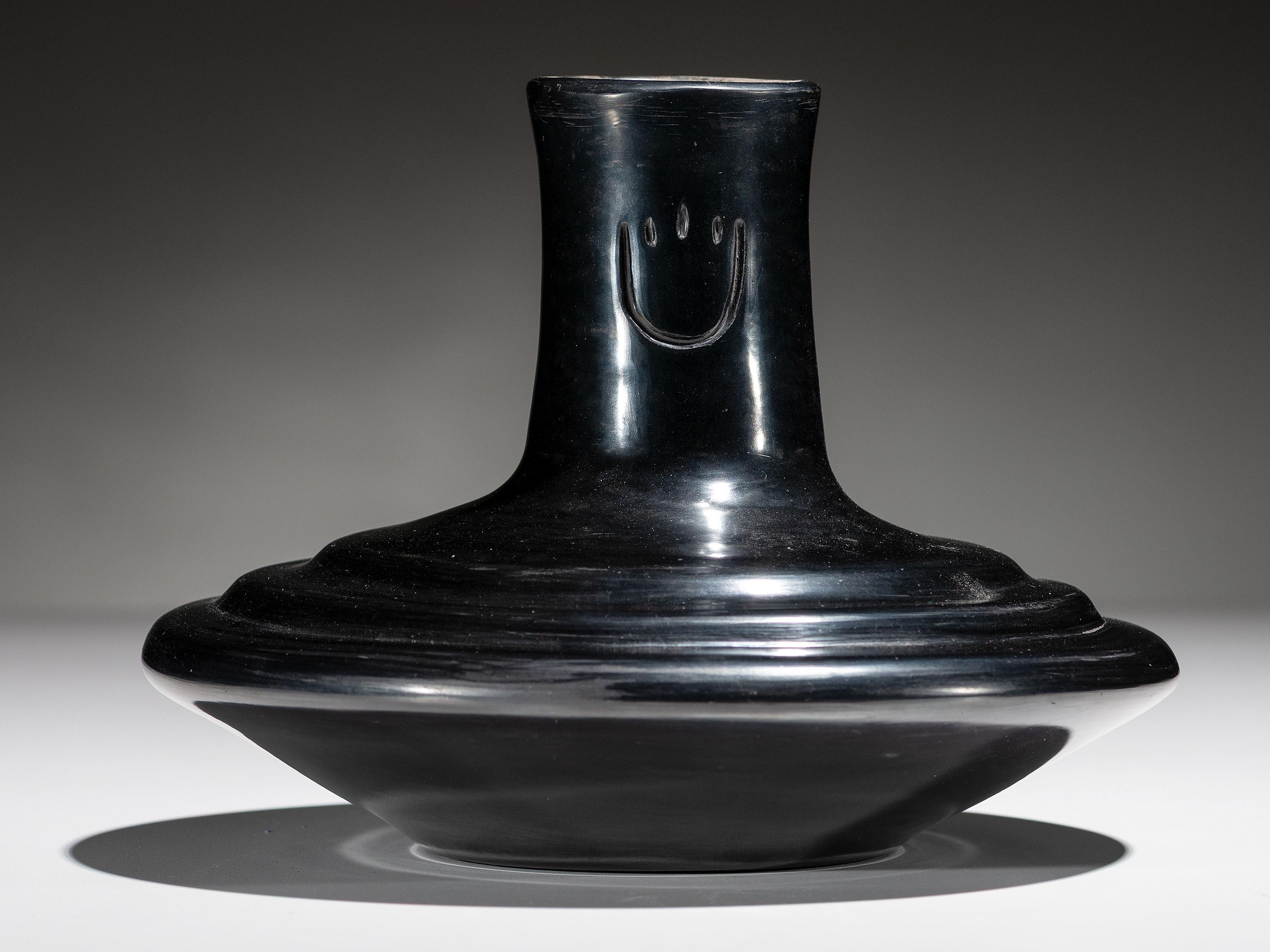 Blackware Pottery Vase, with Bear Paw Impression