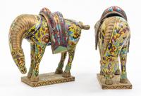 A Pair of Cloisonne Models of Horses Width 14 inches.