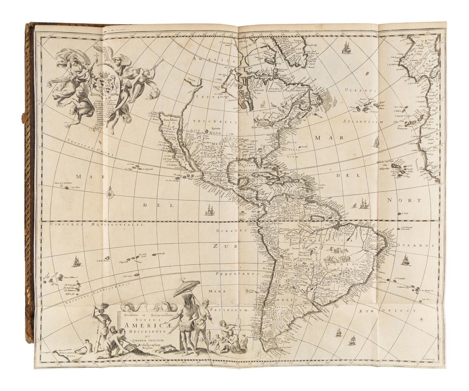 OGILBY, John (1600-1676), translator. [MONTANUS, Arnoldus (ca 1625-1683)]. America: being the latest, and most Accurate Description of the New World... Collected from most Authentick Authors, Augmented with later Observations, and Adorn'd with maps and Sculptures, by John Ogilby . London: Printed by the Author, 1671.