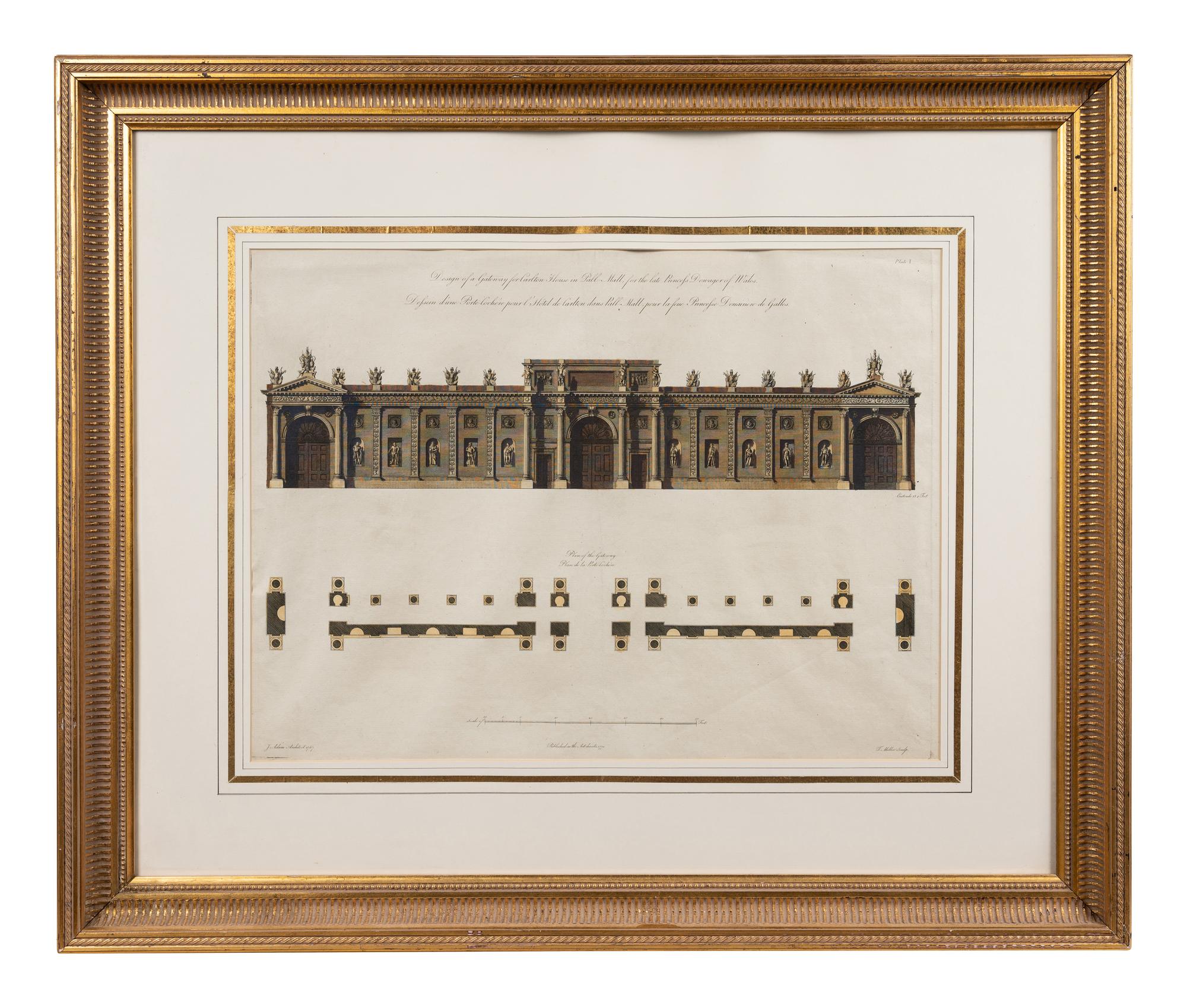 A Collection of Fifteen Engravings with Hand-Coloring of Architectural and Military Scenes