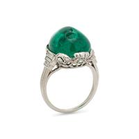 ART DECO, EMERALD AND DIAMOND RING