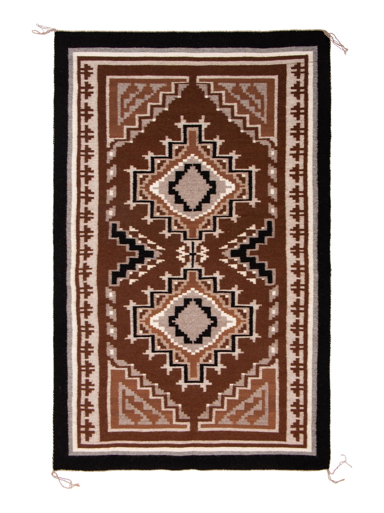 Navajo Two Grey Hills Pattern Weaving / Rug