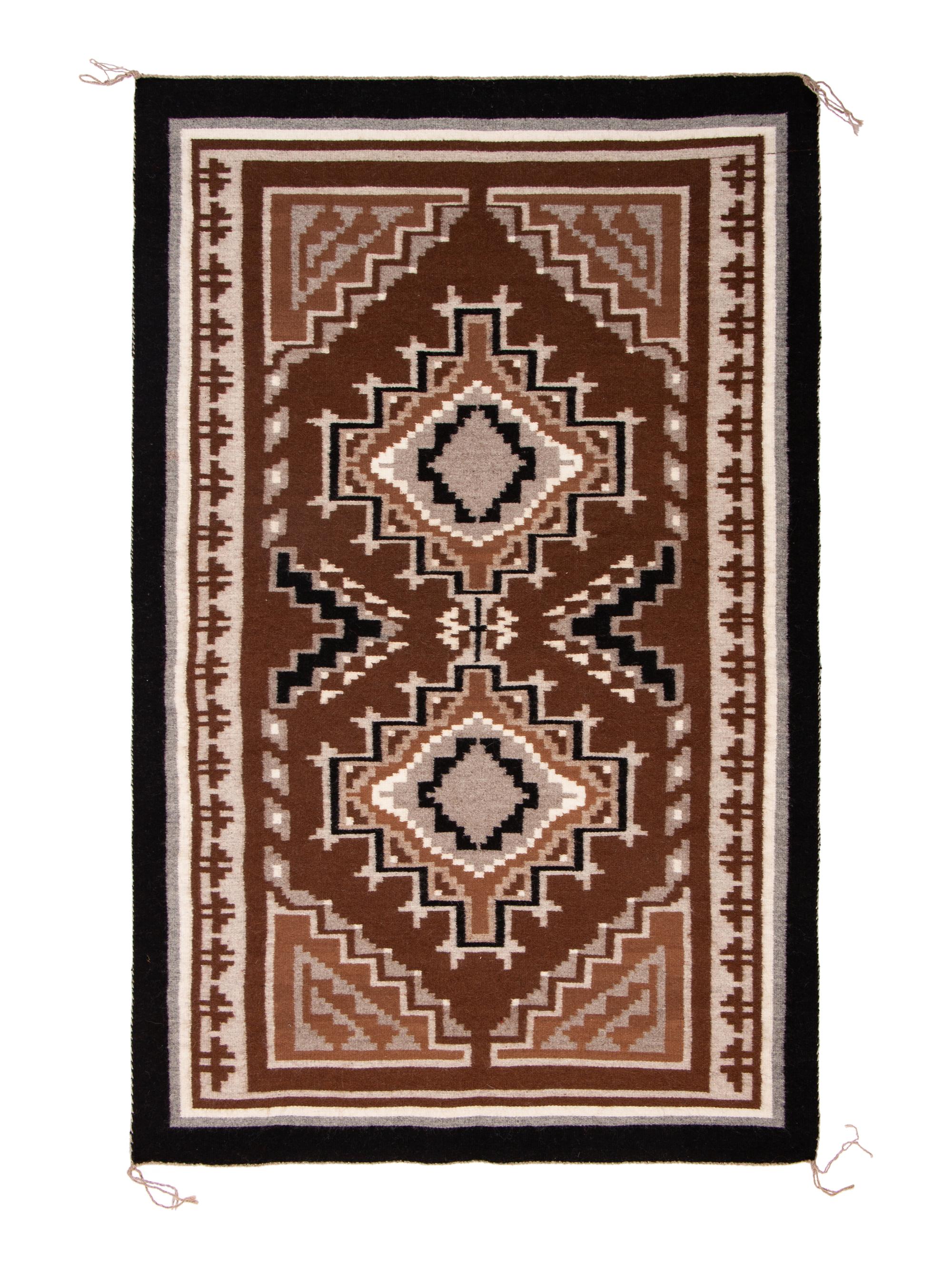 Navajo Two Grey Hills Pattern Weaving / Rug