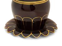 A Bohemian Gilt Decorated Ruby Glass Punch Bowl, Cover and Underplate