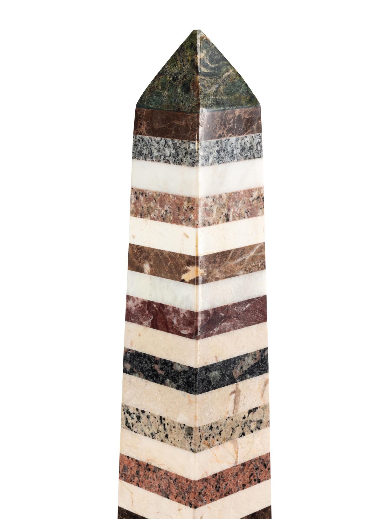 A Pair of Large Grand Tour Style Specimen Marble Obelisks