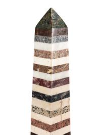 A Pair of Large Grand Tour Style Specimen Marble Obelisks