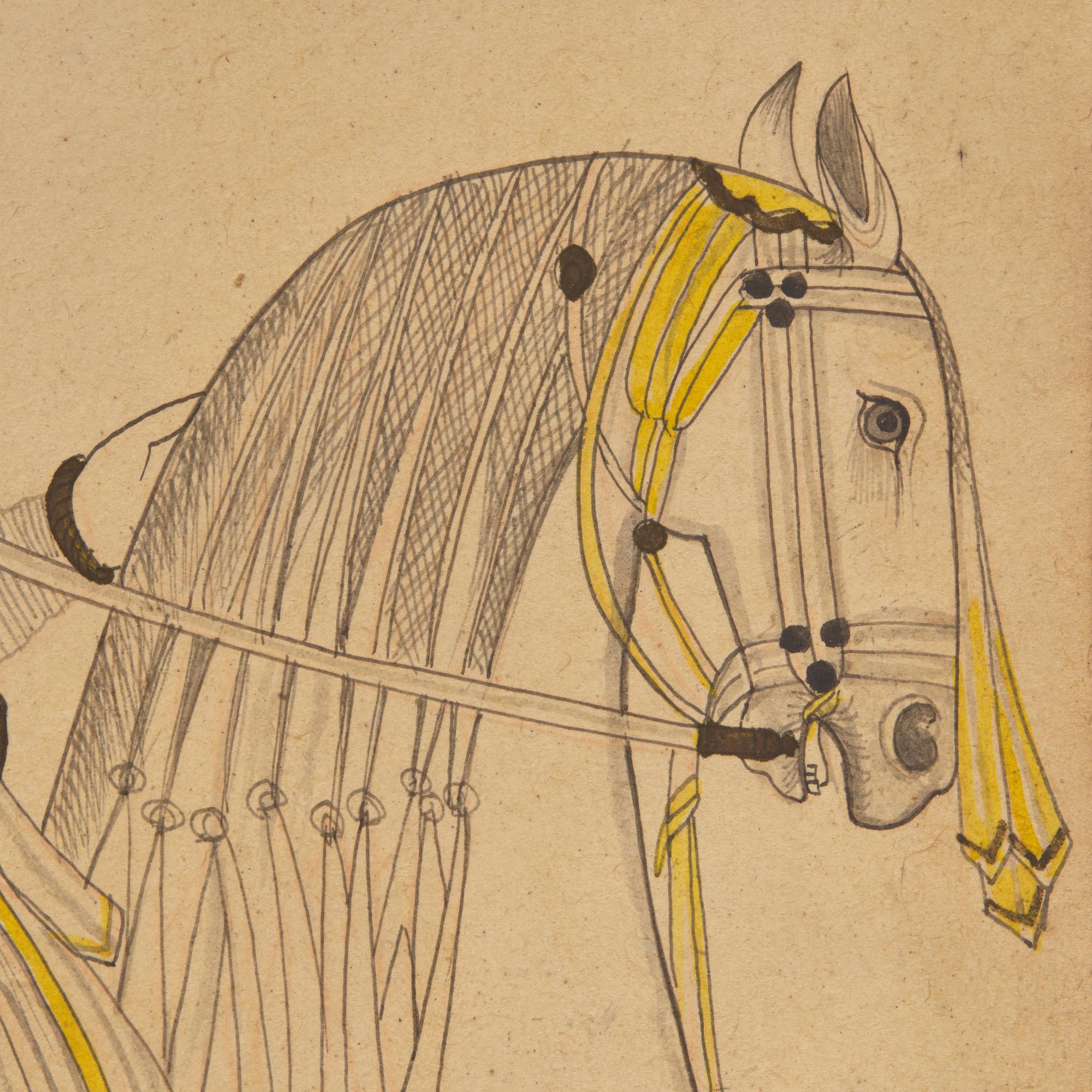 A Fine Profile Line Drawing of Raj Shri Fakirdas Jodhsinghot, Marwa, Rajasthan, India, 20th Century