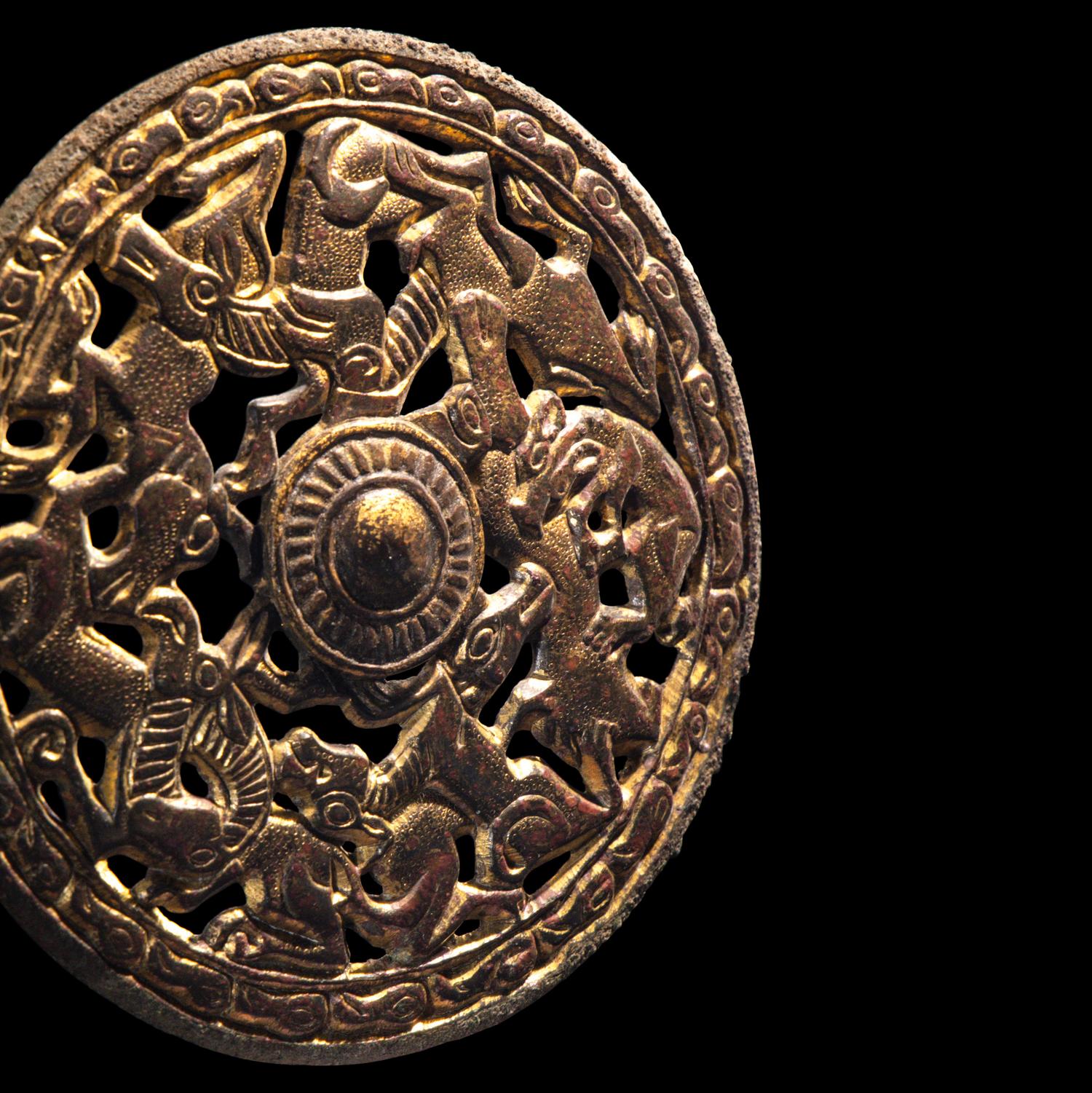 A Eurasian Gilt-Bronze Openwork Roundel
