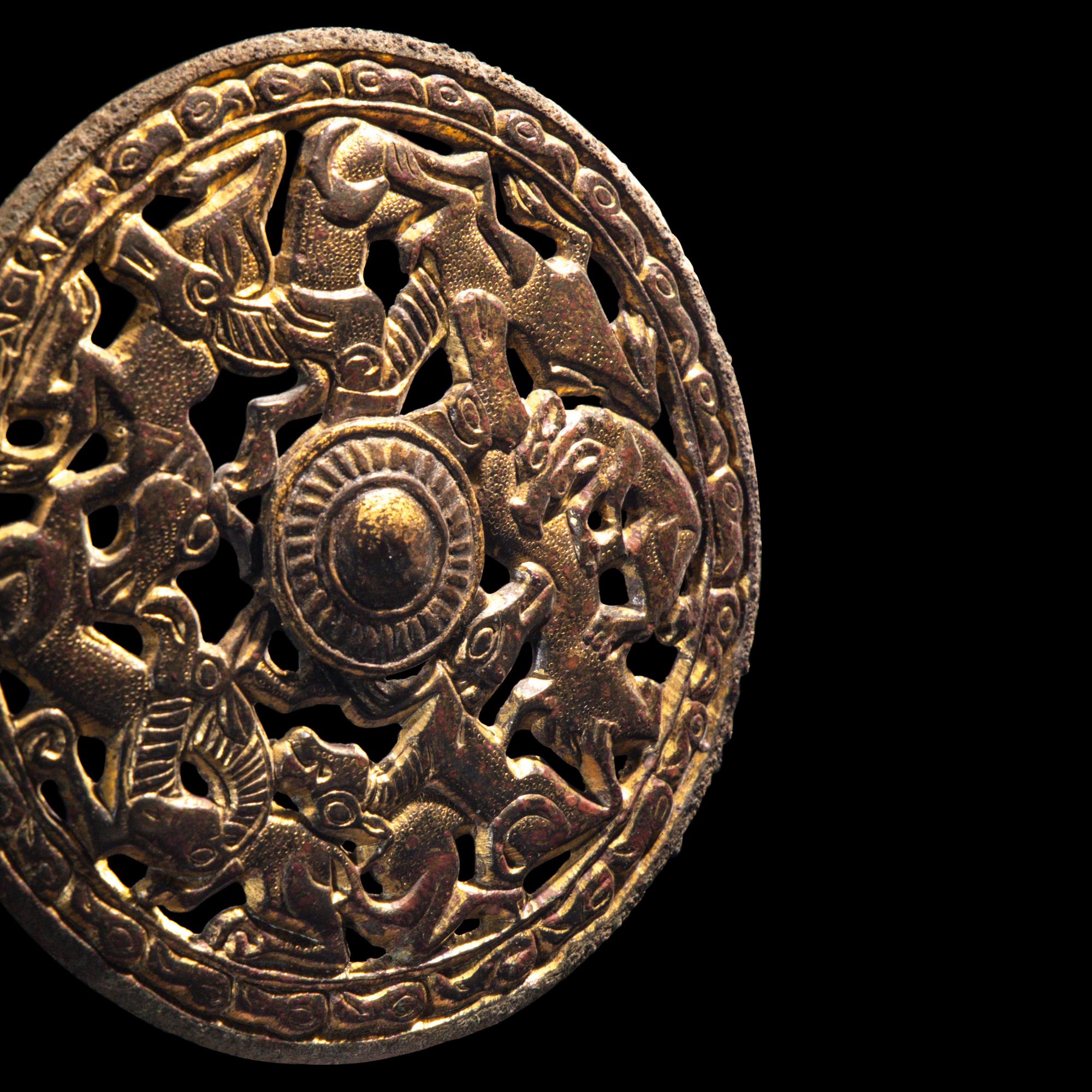 A Eurasian Gilt-Bronze Openwork Roundel