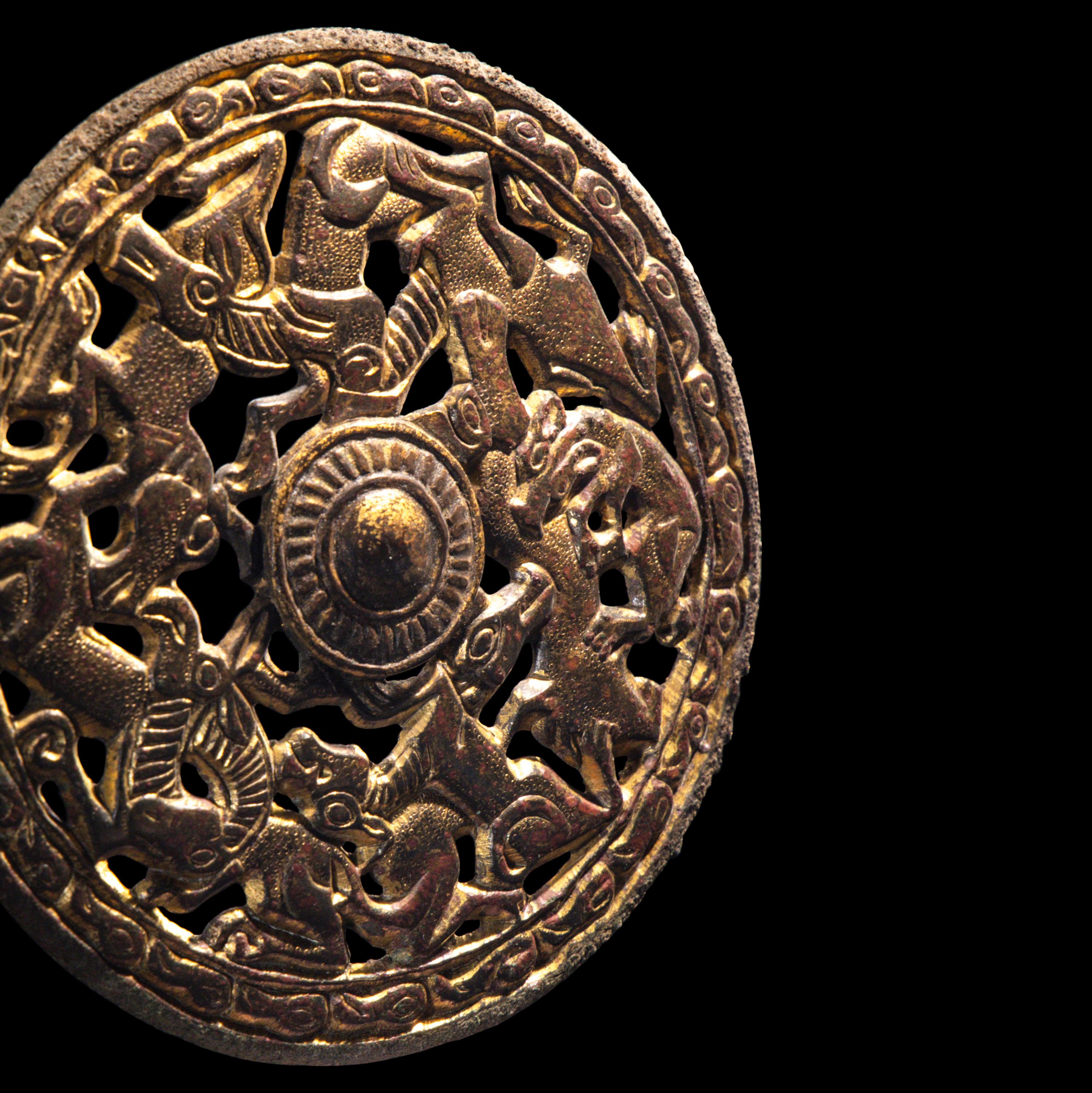 A Eurasian Gilt-Bronze Openwork Roundel