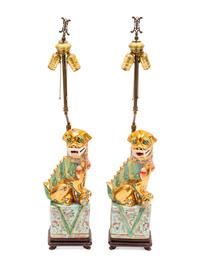 A Pair of Chinese Porcelain Lamps