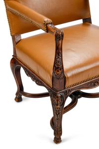 A Régence Style Leather-Upholstered High Back Armchair