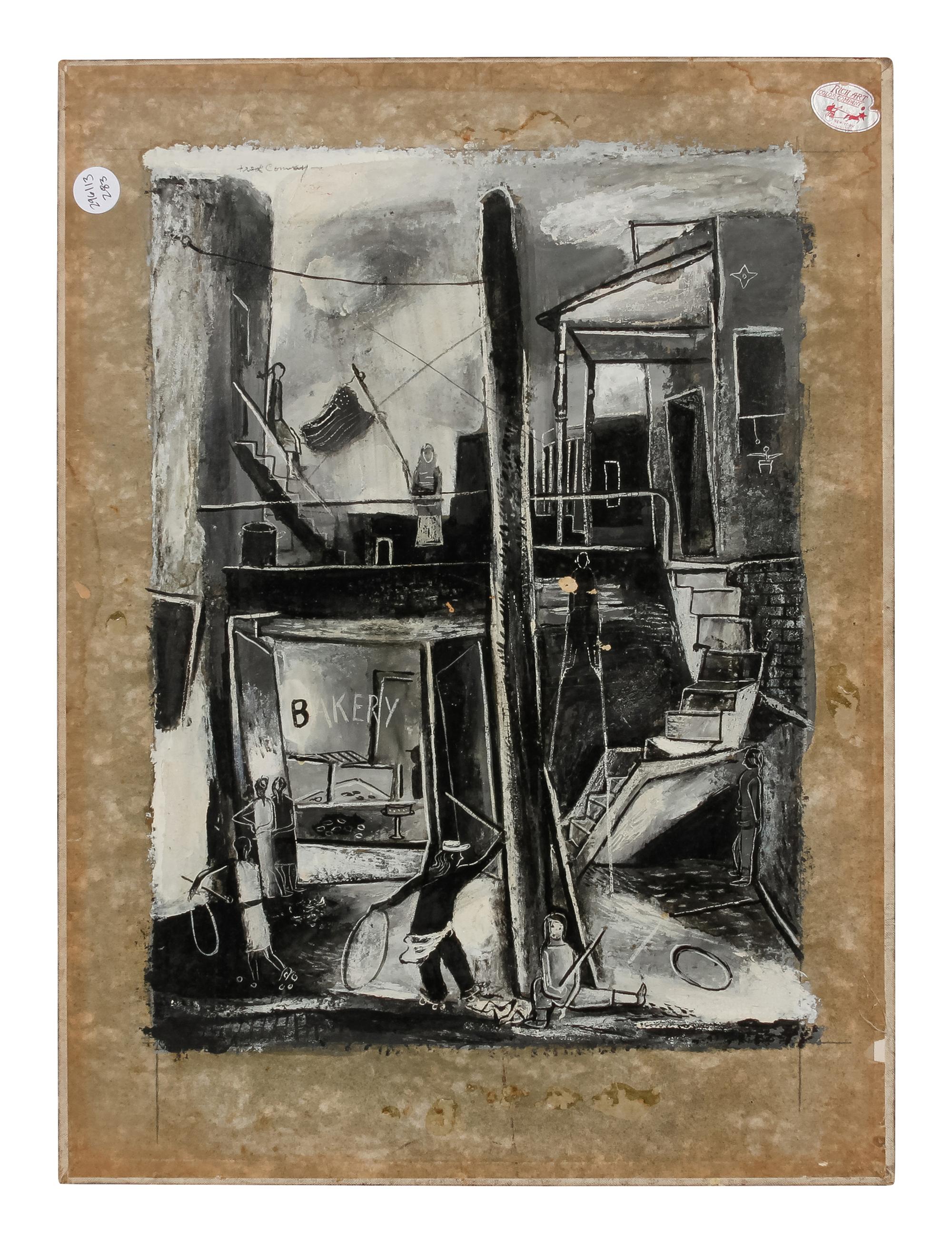 Beach Scene (verso: Town Scene)