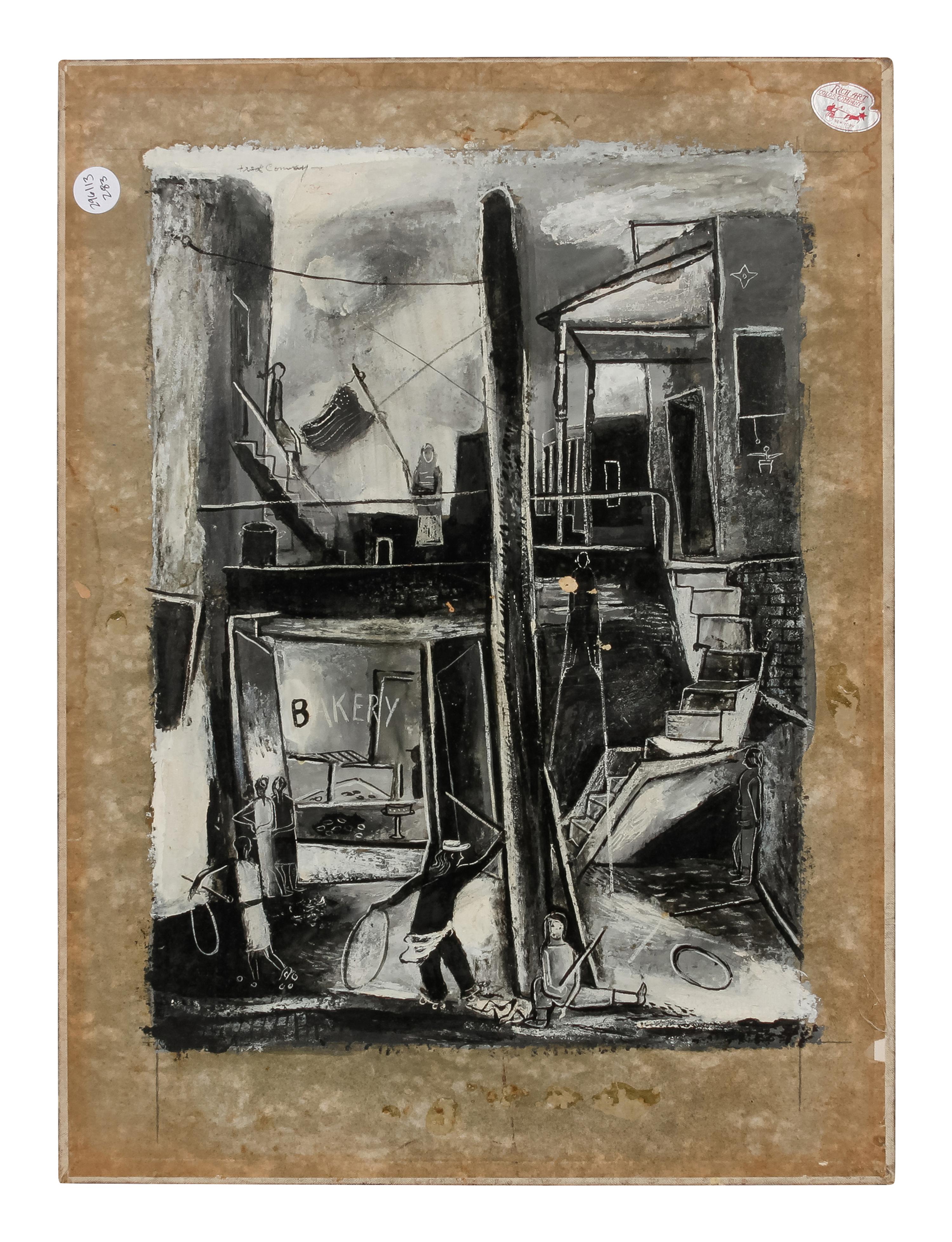Beach Scene (verso: Town Scene)