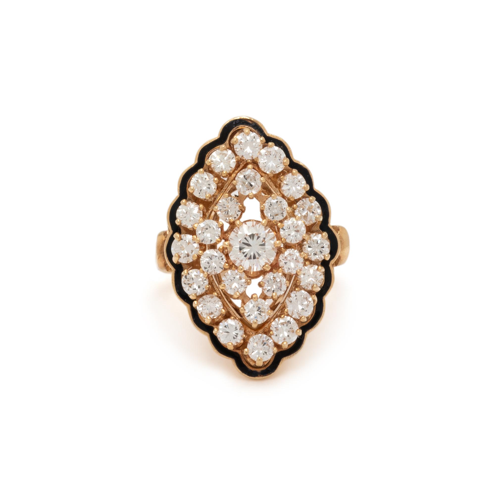 DIAMOND AND ENAMEL CLUSTER RING