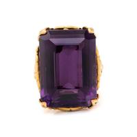 AMETHYST, DIAMOND, AND YELLOW GOLD RING