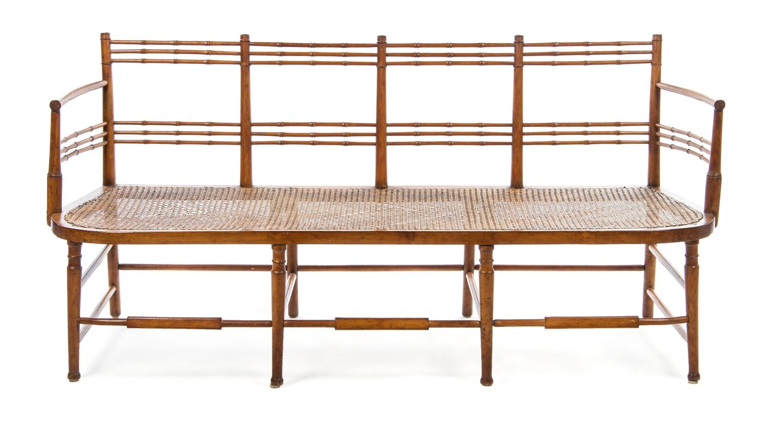 A Regency Walnut Settee Height 31 1/2 x width 66 x depth 23 1/2 inches. — 19TH CENTURY