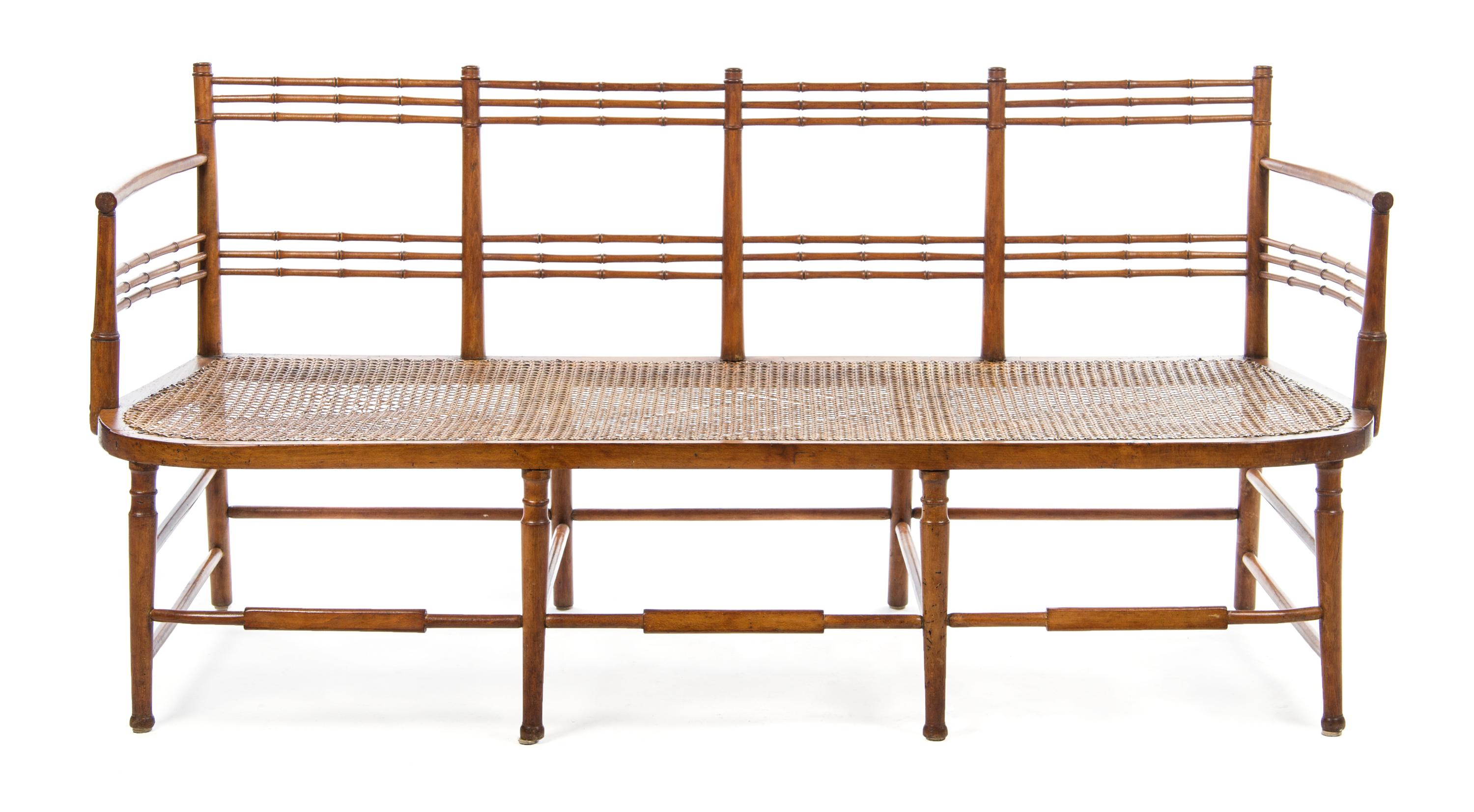 A Regency Walnut Settee Height 31 1/2 x width 66 x depth 23 1/2 inches. — 19TH CENTURY