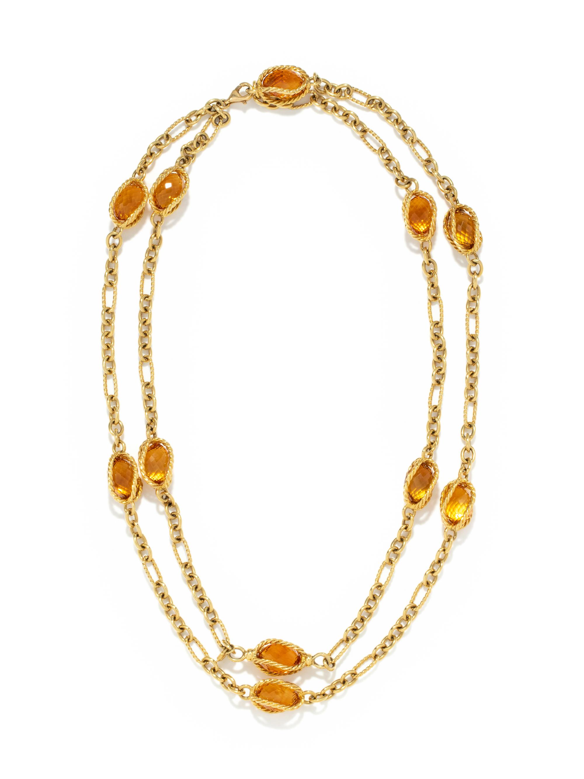 DAVID YURMAN, YELLOW GOLD AND CITRINE NECKLACE