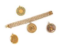 A Yellow Gold Charm Bracelet,