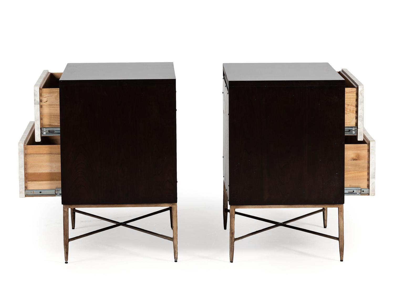 A Pair of Bernhardt Mother of Pearl Veneered Side Tables