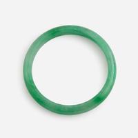 Two jadeite bangles with straight interiors 翡翠平安镯一组两件