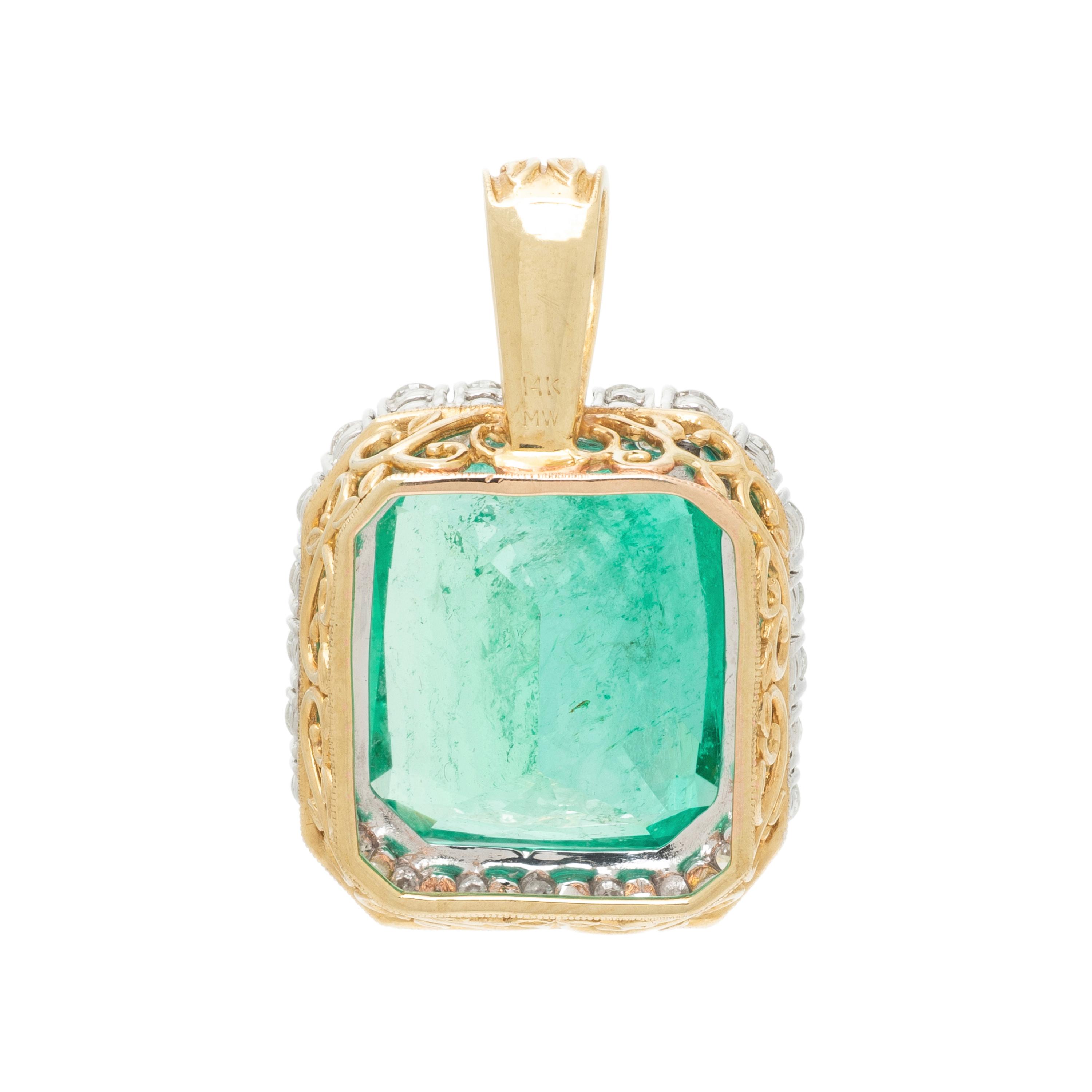 EMERALD AND DIAMOND PENDANT