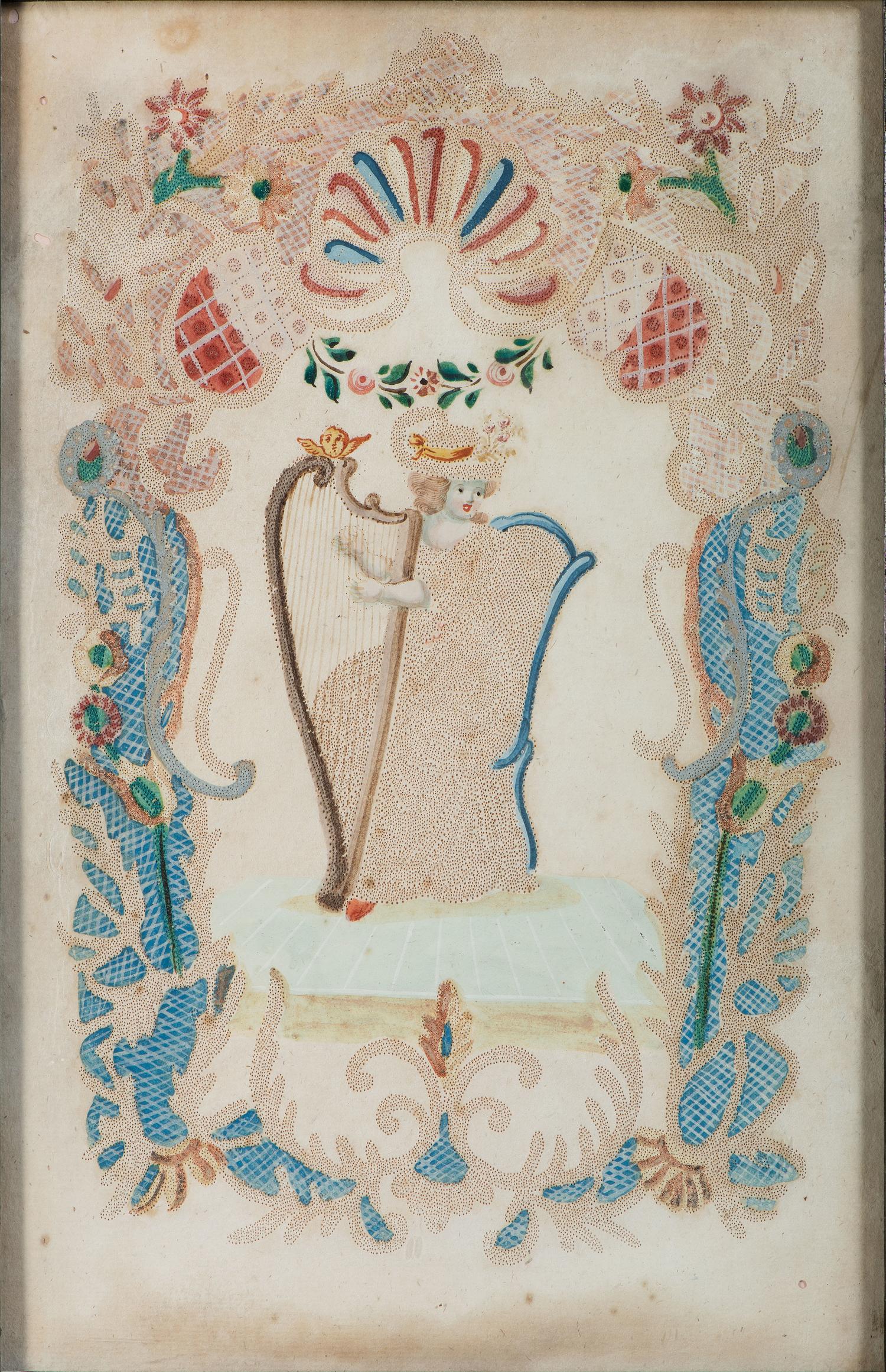 Seven Figural Pinprick and Watercolor Pictures
