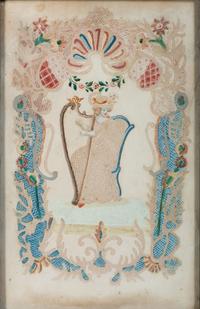 Seven Figural Pinprick and Watercolor Pictures