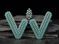 Navajo or Zuni Silver and Turquoise Cluster Ring and Collar Points