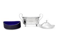 An Irish George III Silver Cobalt Glass-Lined Covered Dish