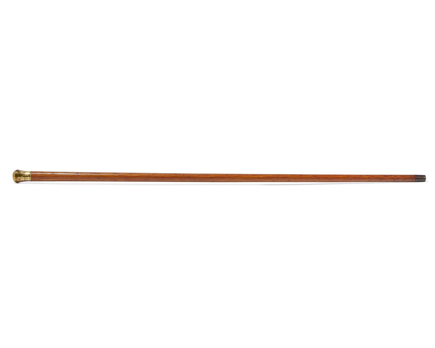 A Gold-Mounted Oak Cane / Walking Stick Made from a Wood Girder From Independence Hall, Philadelphia, PA, by Jacob W. Colladay, Dated "1854"