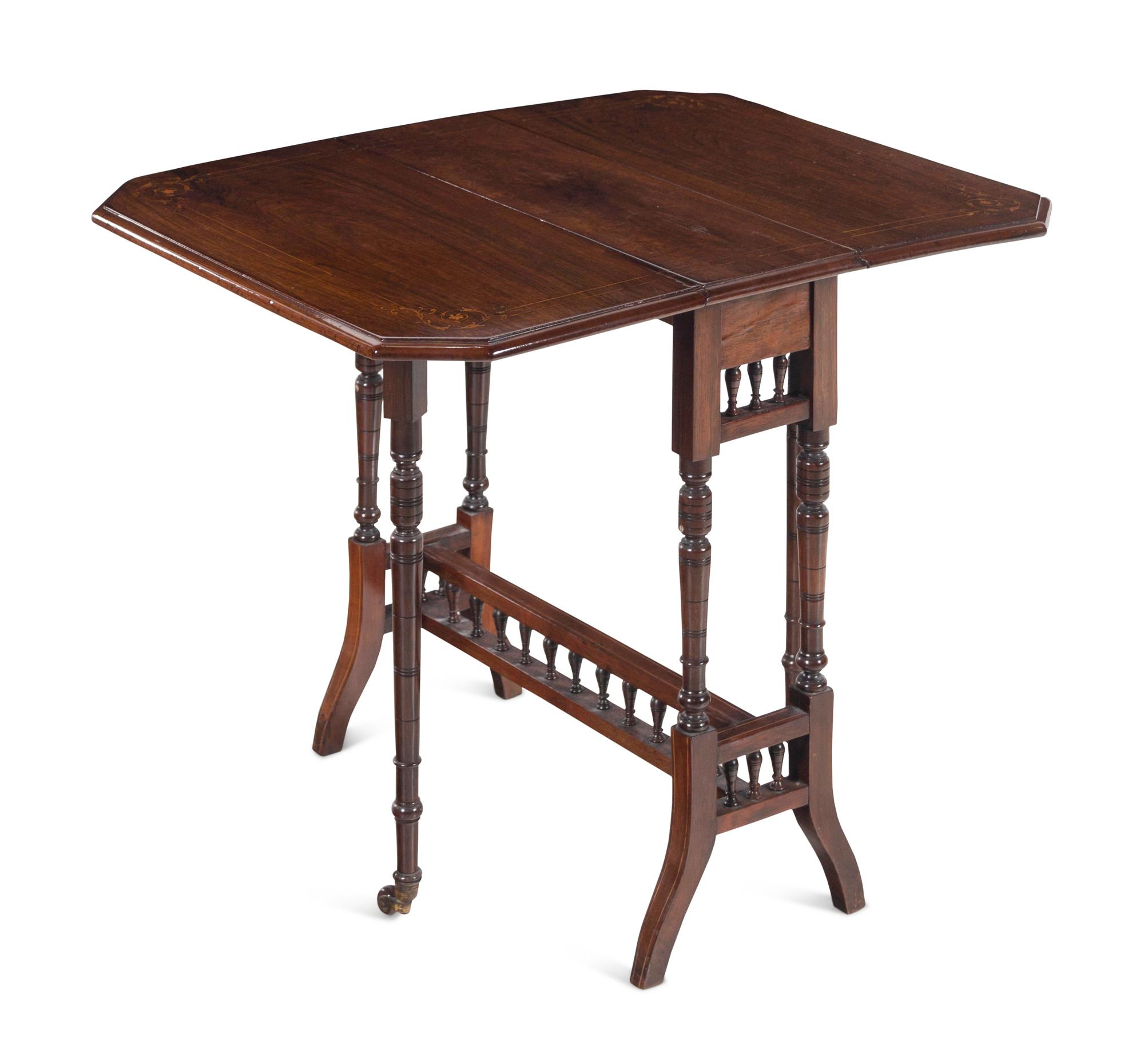 An English Rosewood and Marquetry Drop-Leaf Table