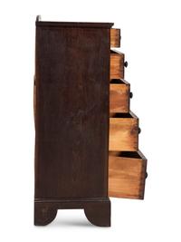 A Country Chippendale Brown-Painted Walnut Five-Drawer Chest