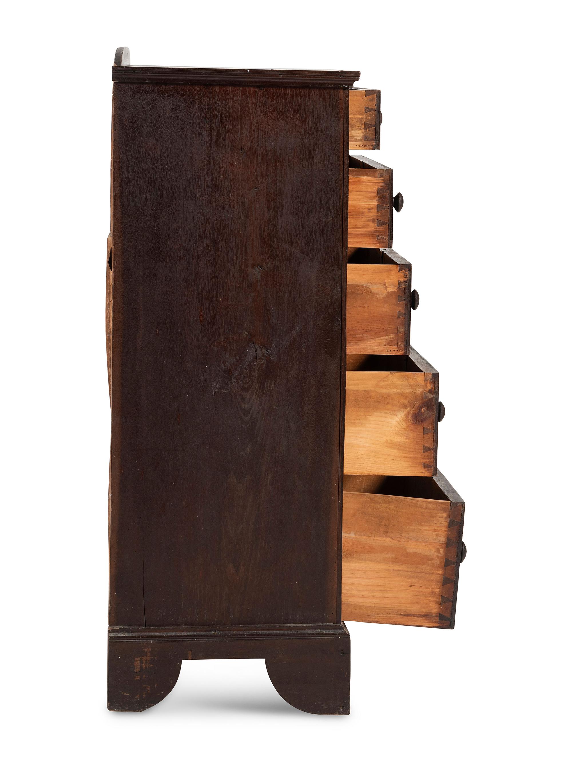 A Country Chippendale Brown-Painted Walnut Five-Drawer Chest
