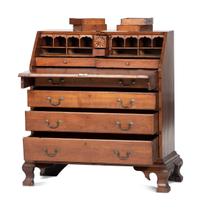 A Chippendale Carved Cherrywood Slant-Front Desk