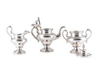 An American Three-Piece Coin Silver Tea Service