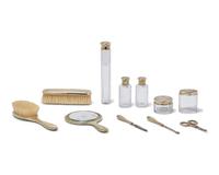 A Cased 14 Karat Gold Dressing Set