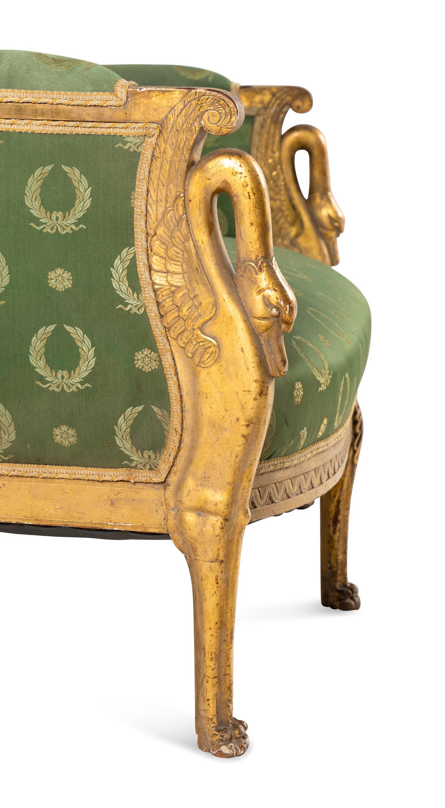 An Empire Style Giltwood Settee