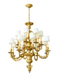 A Louis XV Style Gilt Bronze Sixteen-Light Chandelier
