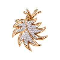 BOUCHERON, YELLOW GOLD, PLATINUM AND DIAMOND BROOCH