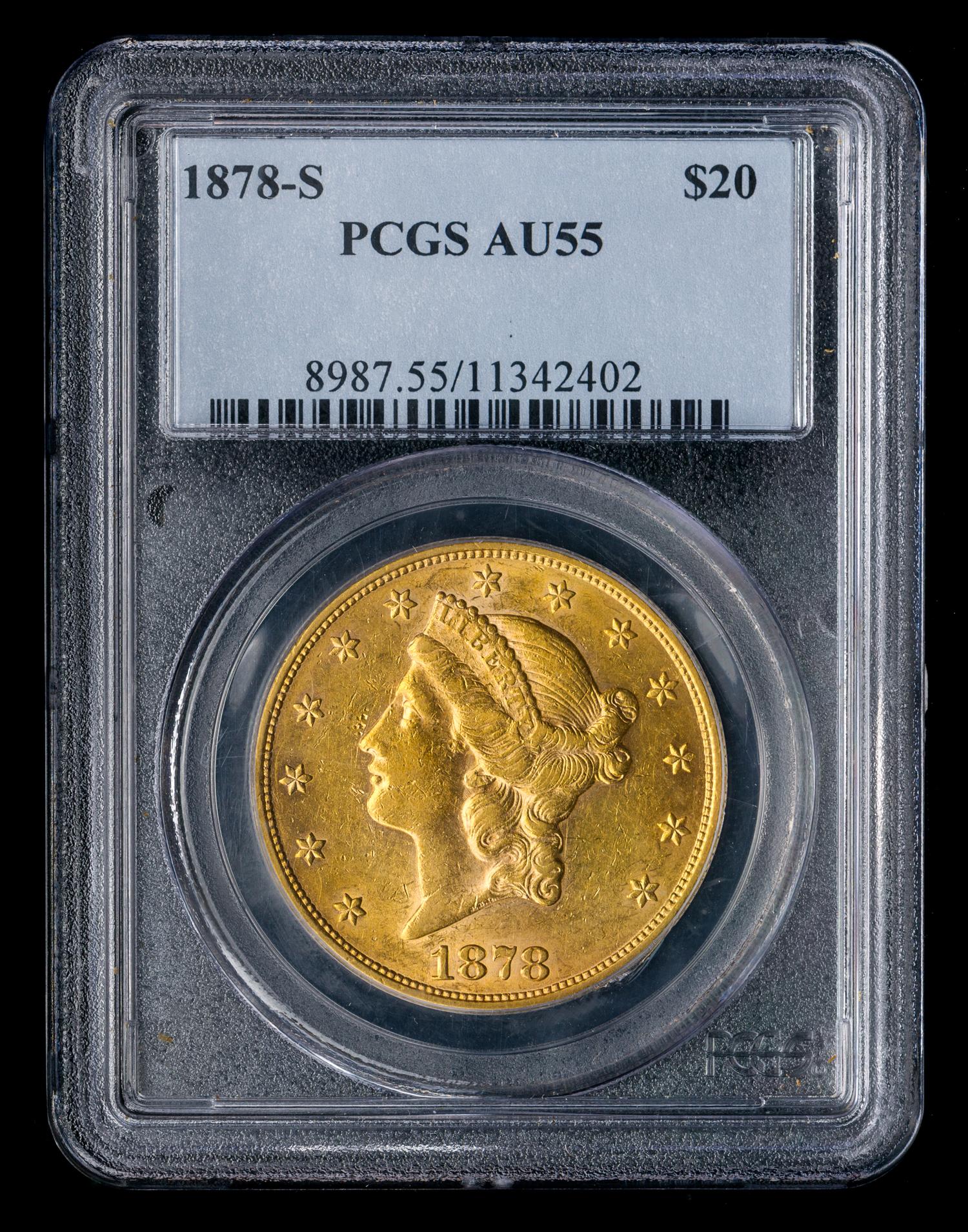 A United States 1878-S Liberty Head $20 Gold Coin