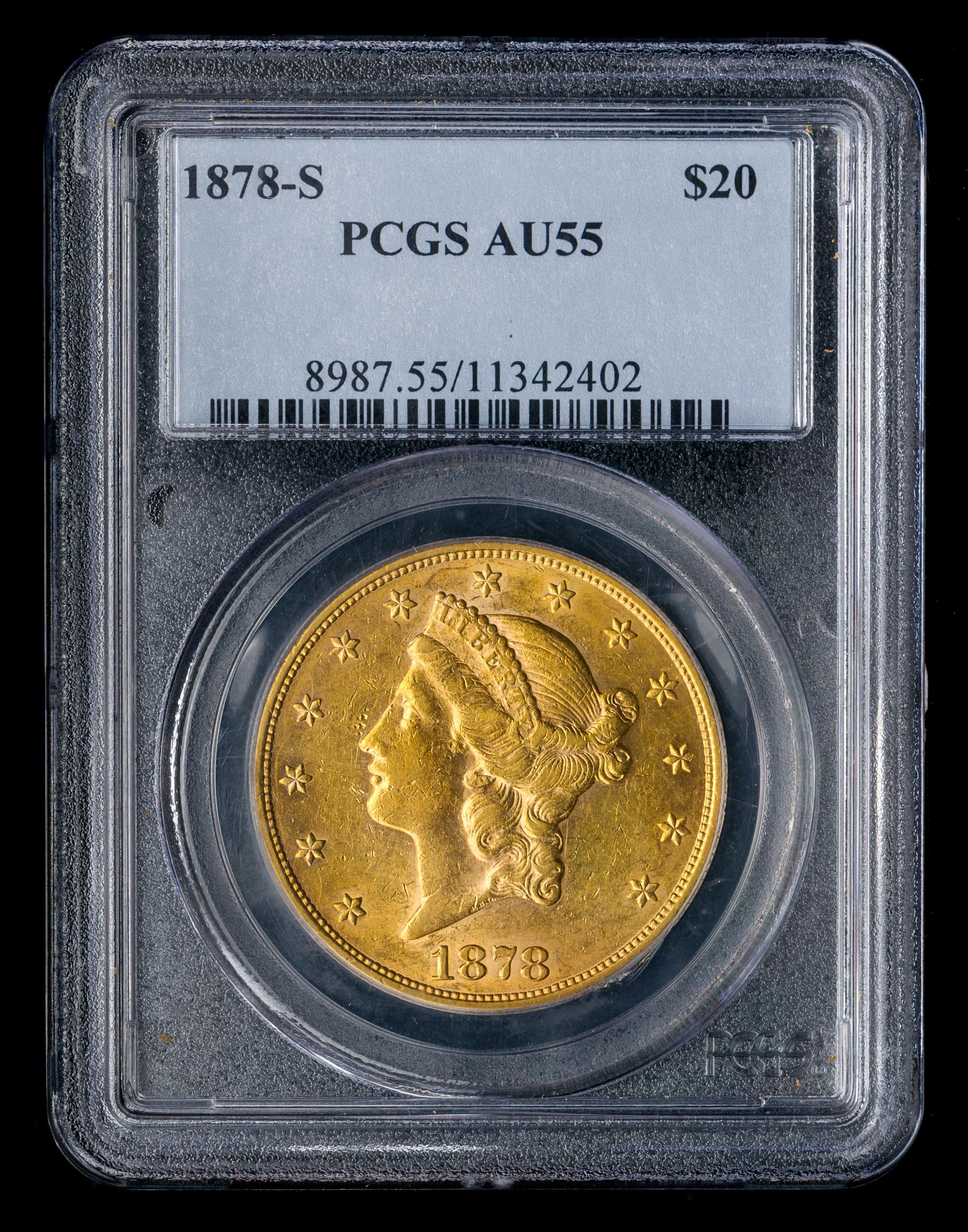 A United States 1878-S Liberty Head $20 Gold Coin