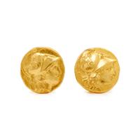 YELLOW GOLD COIN CLIP EARRINGS