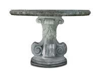 A Soapstone Composite Center Table Height 30 x diameter 42 1/2 inches.