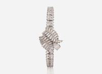 A Ladies Hidden Dial Platinum and Diamond Omega Watch