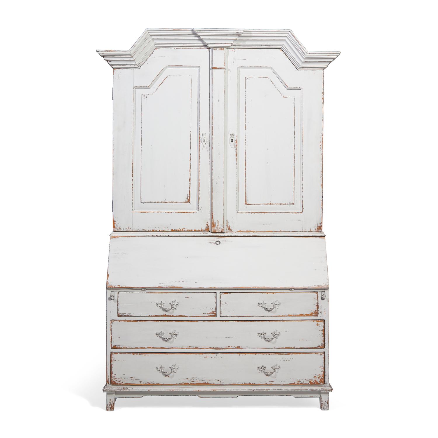 A Gustavian Style Crème-Painted Secretary