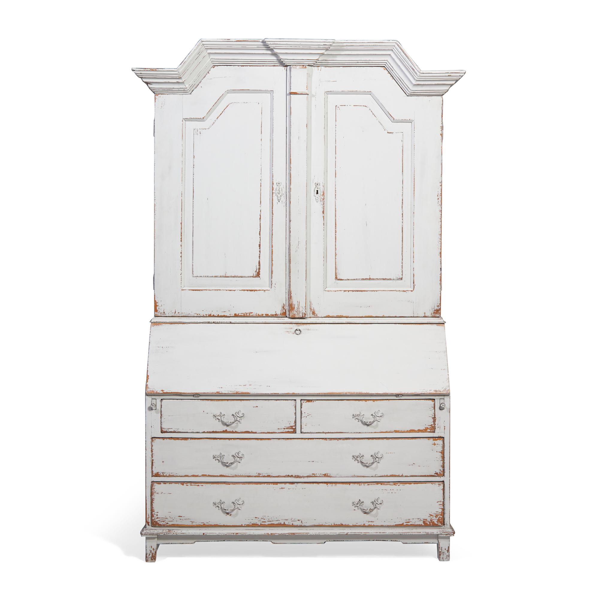 A Gustavian Style Crème-Painted Secretary