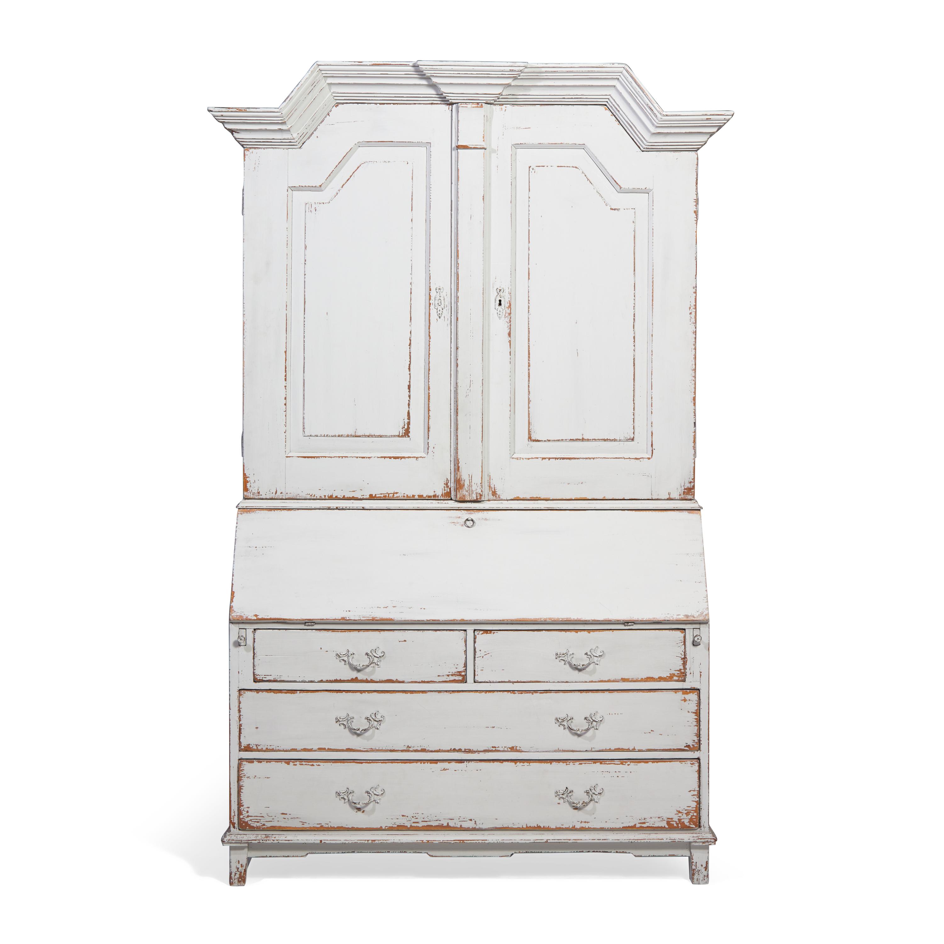 A Gustavian Style Crème-Painted Secretary